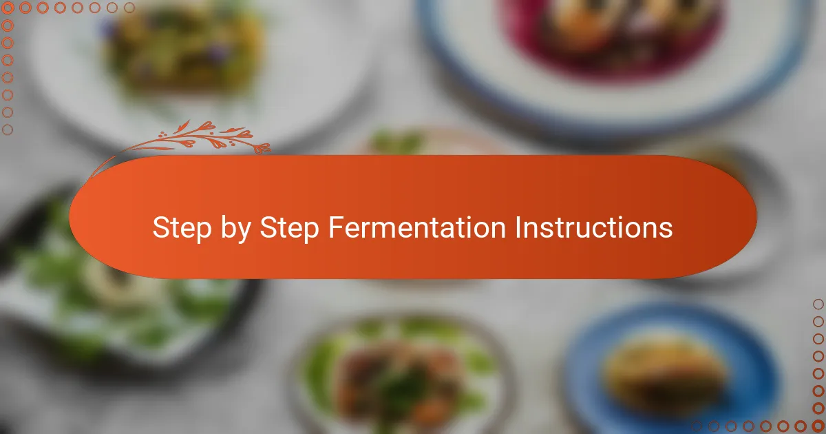 Step by Step Fermentation Instructions