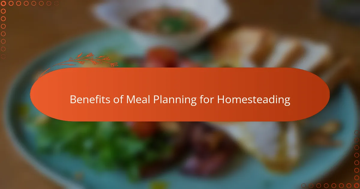 Benefits of Meal Planning for Homesteading