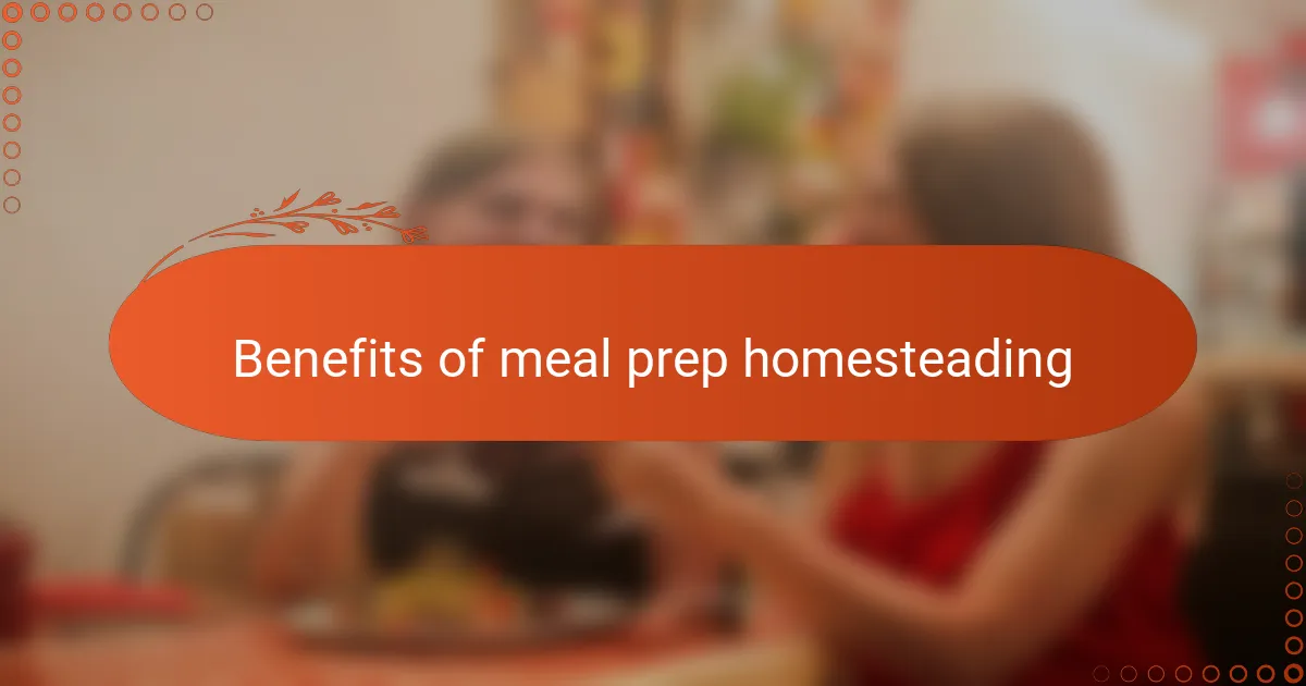 Benefits of meal prep homesteading