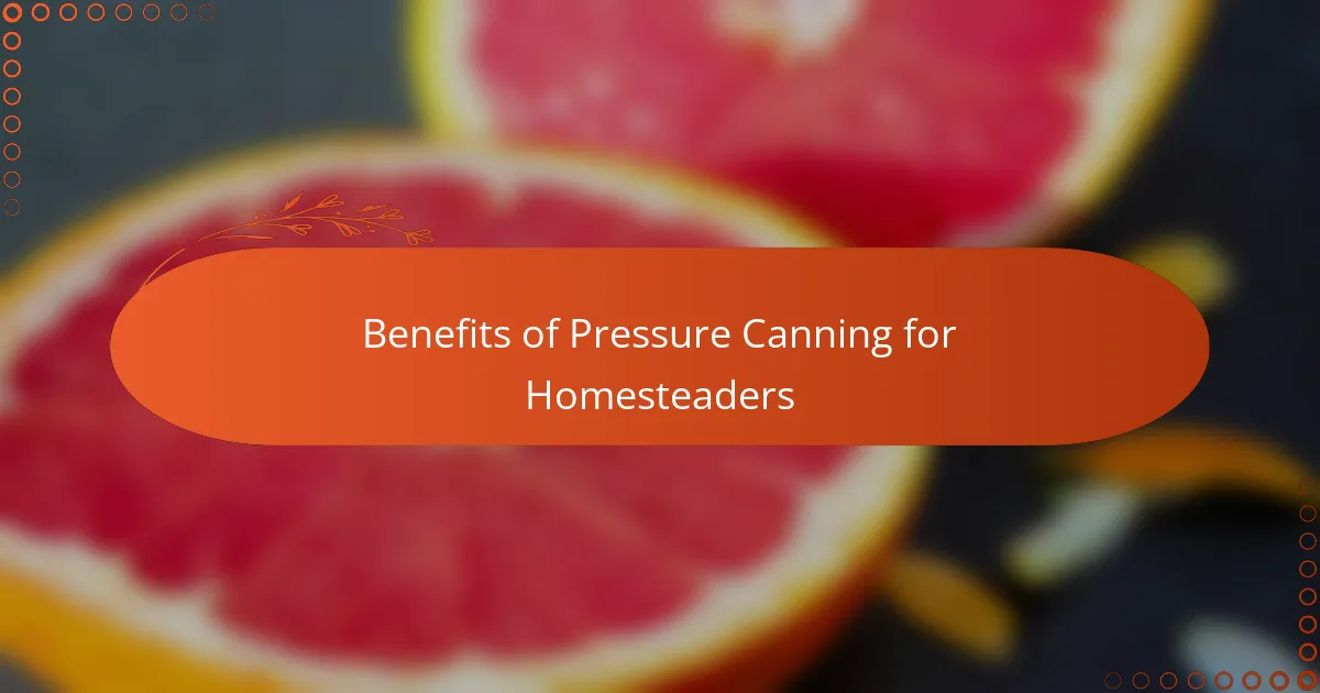 Benefits of Pressure Canning for Homesteaders