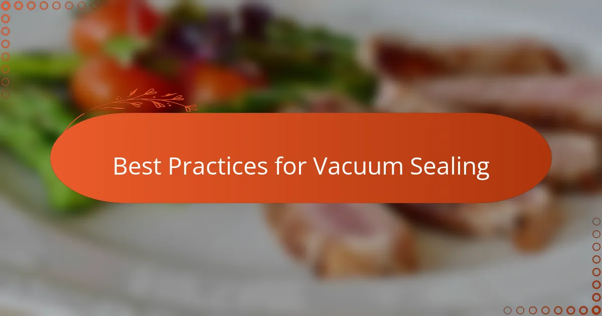 Best Practices for Vacuum Sealing