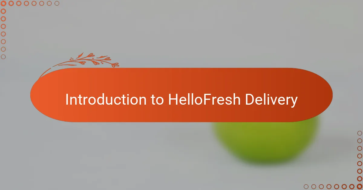 Introduction to HelloFresh Delivery