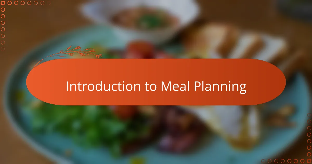 Introduction to Meal Planning