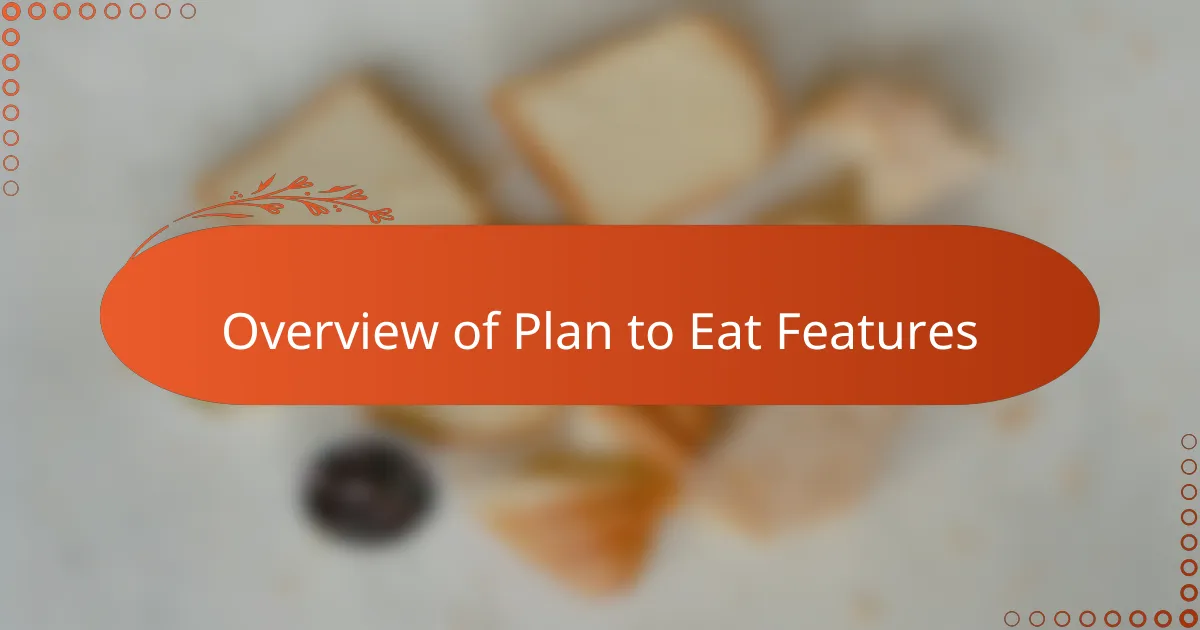 Overview of Plan to Eat Features