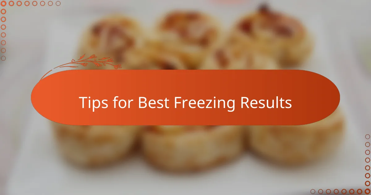 Tips for Best Freezing Results