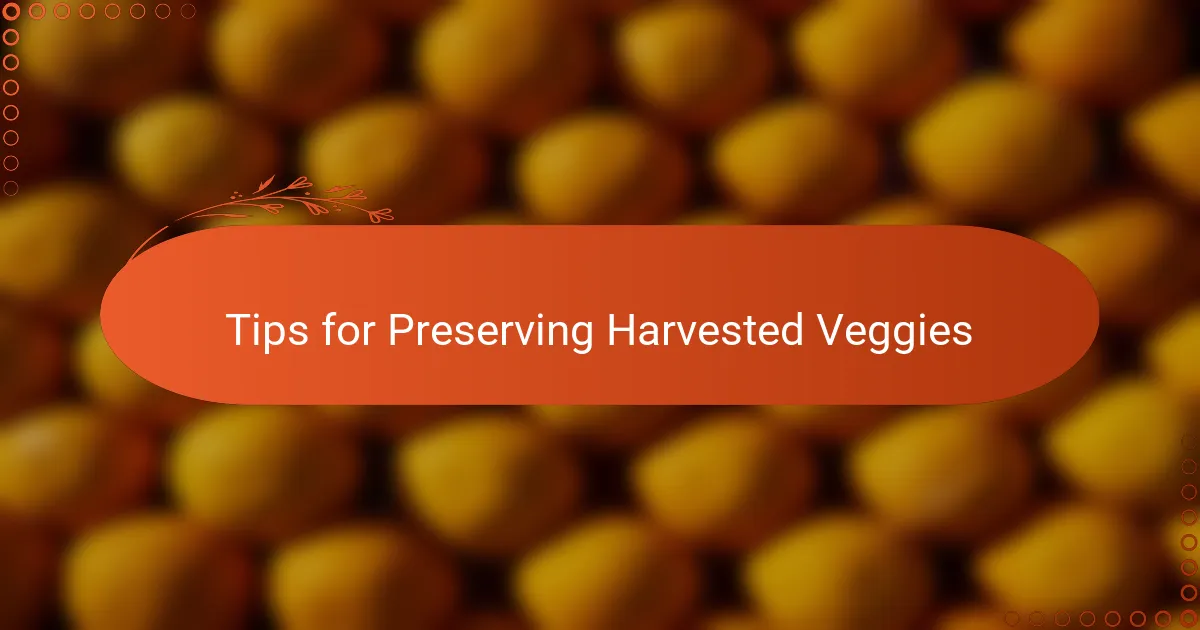 Tips for Preserving Harvested Veggies