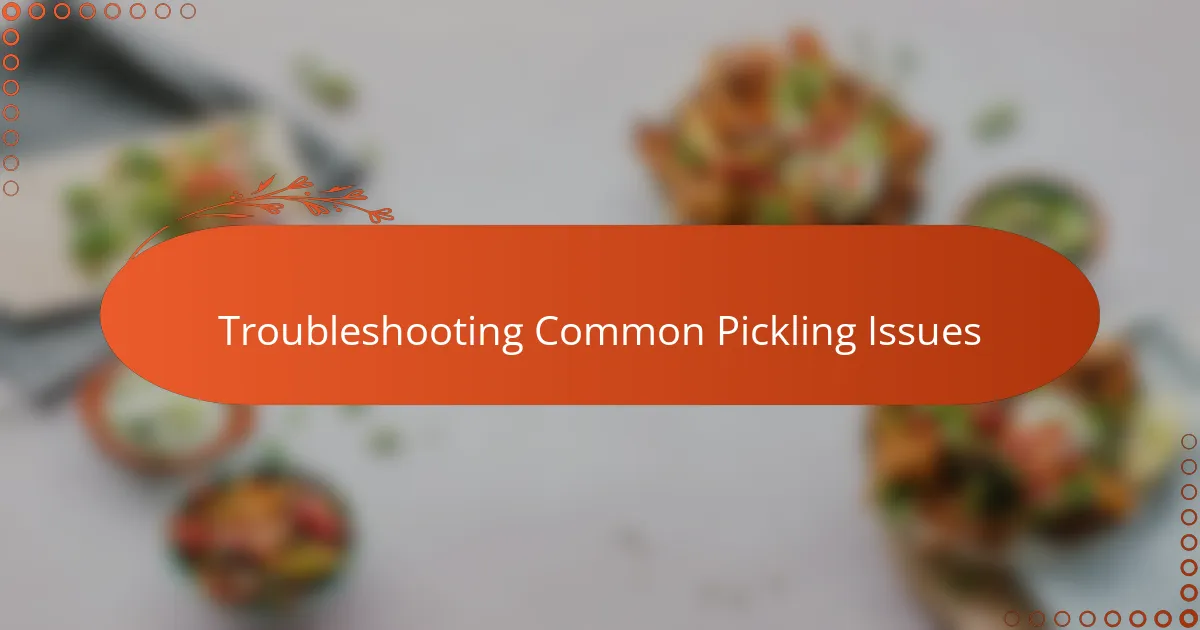 Troubleshooting Common Pickling Issues