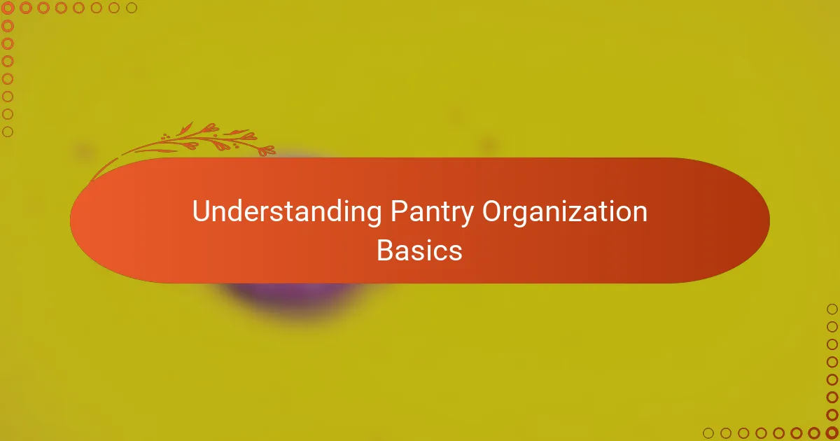 Understanding Pantry Organization Basics